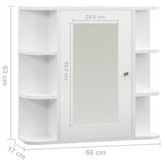 Greatstore Koupelnová zrcadlová skříňka bílá 66 x 17 x 63 cm MDF
