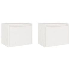 shumee Nástěnné skříňky 2 ks bílé 45 x 30 x 35 cm masivní borové dřevo