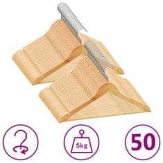 shumee 50 ks šatních ramínek protiskluzové tvrdé dřevo