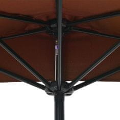 shumee Slunečník na balkon hliníková tyč cihlový 270x135x245cm půlkruh