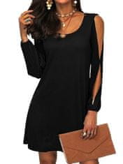 AmoreDuo Módní dámské černé šaty s rozparky na ramenou