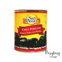 San Miguel Mexické chilli Poblano v lihu [Ideální pro Chilli Releno] "Chile Poblano | Celá paprika Poblano" 780g San Miguel