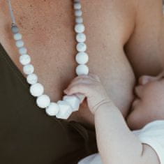 MintyWendy Náhrdelník na kojení, nošení a prořezávání zoubků - šestihranné korálky, bílé