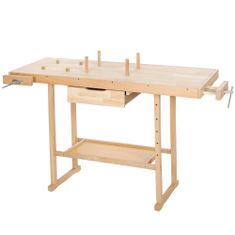 tectake Dílenský stůl PONK2 dřevěný ponk se svěráky