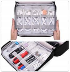 ZAGATTO Kosmetická taška černá dámská/pánská, organizér na kosmetiku, organizér na kabely, přihrádky na suchý zip, nepromokavý materiál, unisex kosmetická taška, 25x19x11 / ZG733