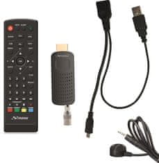 STRONG DVB-T/T2 tuner HDMI stick SRT 82/ Full HD/ H.265/HEVC/ externí anténa/ EPG/ PVR/ HDMI/ USB/ micro USB/ IR/ černý