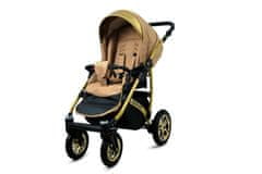 Babylux Gold Lux Sand Pearl | 3v1 Kombinovaný kočárek Set | Kočárek + Korbička + Dětská autosedačka