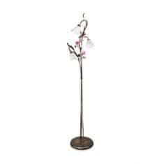 LIGHT FOR HOME Báječná kovová Stojací lampa ve floristickém stylu 15630 "ROSE FLOWER", 3X40W, E14, černá, zlatá, měď,růžová, patina