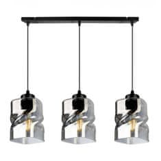 LIGHT FOR HOME Moderní závěsná lampa se skleněnými stínidly v grafitové barvě NIKI 2195/3, 3x60W, E27, Černá