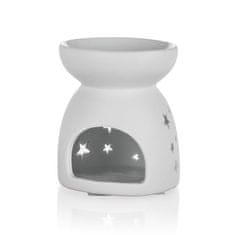 HOME DECOR Aroma lampa porcelánová 8 x 9 cm, hvězdy, bílá, sada 6 ks