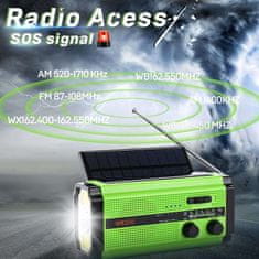 Green Power Nouzové rádio 5000mAh WB, AM/FM/NOAA solární s dynamem, svítilnou a dobíjením mobilu. Ochranný pytlík zdarma