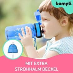 Bumpli Dětské Láhve na Vodu 350 ml s Víčkem a Brčkem, Odolný proti úniku, bez BPA (Modrá) | BLUEBOT