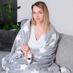 N'OVEEN Elektrická deka HVĚZDY super měkká 180 x 160 cm šedá EB750