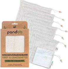 Pandoo Pandoo Síťový sáček z bio bavlny na ovoce, zeleninu a chleba set 7 ks