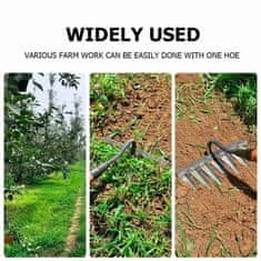 Netscroll Zahradní motyka, ideální pro uvolňování půdy a odstraňování odolného plevele, podporuje růst nových rostlin nebo trávníku, ostrý okraj pro efektivní a přesnou práci, 5 hrotů, nerezová ocel, RakeHoe