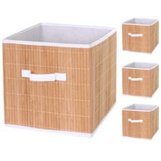MCW Sada 4 skládacích boxů C21, úložný koš na tříděný odpad, bambus 32x32x32cm, přírodní barva