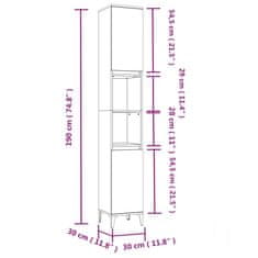 Vidaxl Koupelnová skříňka hnědý dub 30 x 30 x 190 cm kompozitní dřevo