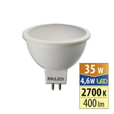 McLED LED žárovka GU5.3, 12V, 4,6W, 2700K, CRI80, vyz. úhel 100°, ф use 360° 400lm, 550mA