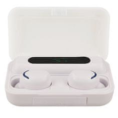 TWS Bezdrátová sluchátka Bluetooth 5.0 HF TWS F9-5c s displejem bílá