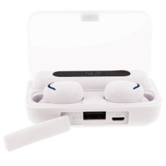 TWS Bezdrátová sluchátka Bluetooth 5.0 HF TWS F9-5c s displejem bílá