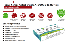 CorDX Chřipka A+B & COVID-19 / RS vir, Ag Combo Test - rychlotest na detekci Chřipka / Covid 19 / RS virus