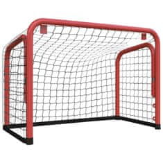 Greatstore Hokejová branka se sítí červená/černá 68x32x47cm ocel/polyester