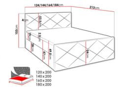 Veneti Postel s matrací a roštem HALKA - 180x200, šedomodrá 1 + topper ZDARMA