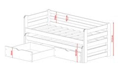 Veneti Dětská postel s přistýlkou a úložným prostorem HERMIONA - 90x190, grafit