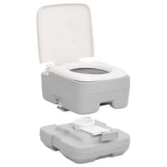 Greatstore Přenosná kempingová toaleta šedá a bílá 10+10 l HDPE