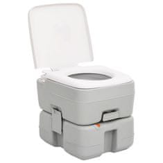 Greatstore Přenosná kempingová toaleta šedá a bílá 15+10 l HDPE
