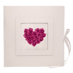 PartyDeco Svatební kniha 20,5 x 20,5 cm - smetanová / růžové srdce (1ks)
