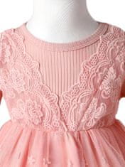 Beauty Girls Růžové žebrované šaty s krajkou a tylovou sukní vel. 92