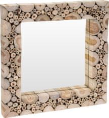 everGO Netradiční zrcadlo s teakovým dřevem