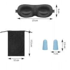 Iso Trade Maska na spaní 3D + špunty do uší černá