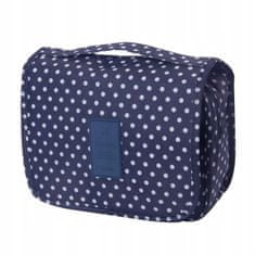 INNA Kosmetický cestovní kufřík na kosmetiku s háčkem, skládací tmavě modrá bílé tečky