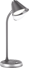 Immax LED stolní lampička FINCH/ Qi nabíjení/ 9W/ 12V/2A/ stmívatelná/ šedá + stříbrné prvky