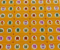 YOMENY  Domino domečky - žlutý kámen, 28 hracích kostek