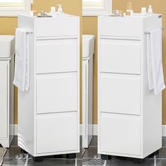 SoBuy SoBuy BZR29-W Koupelnová skříňka Nízké skříňky se 3 zásuvkami a 4 přihrádkami Bílá