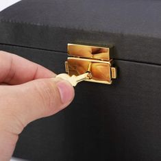 INNA Šperkovnice se 2 zásuvkami na zrcadlový klíč organizér na šperky řetězová krabice černá barva