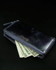 Pierre Andreus Modrá metalická dámská kožená peněženka rfid