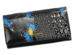 Cavaldi Modrá dámská lakovaná peněženka kůže/pu s motýly v