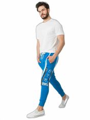 MECHANICH Modré pánské sportovní kalhoty s potiskem, velikost m