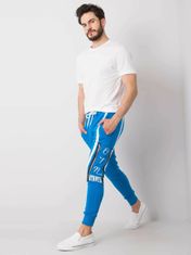 MECHANICH Modré pánské sportovní kalhoty s potiskem, velikost m