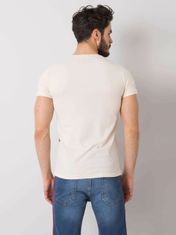 MECHANICH Béžové bavlněné pánské tričko s potiskem, velikost xl