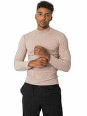 MECHANICH Béžový pánský svetr s vysokým límcem, velikost s