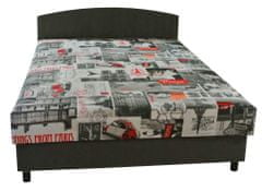 POSTELEXPRES AGATA čalouněná postel 140x200 - černá, úložný prostor, pružinová matrace