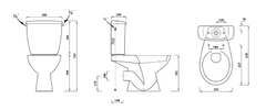 AQUALINE JUAN WC kombi, dvojtlačítko 3/6l, zadní odpad, bílá LC2154 - Aqualine