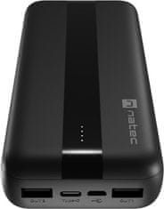 Natec powerbanka TREVI 20000 mAh 2X USB-A +1X USB-C, černá
