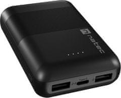 Natec powerbanka TREVI COMPACT 10000 mAh 2X USB-A + 1X USB-C, černá