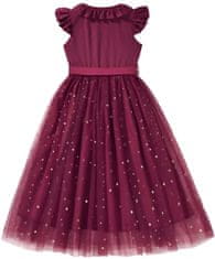 EXCELLENT Dívčí společenské šaty s hvězdami vel. 146 - Vínové